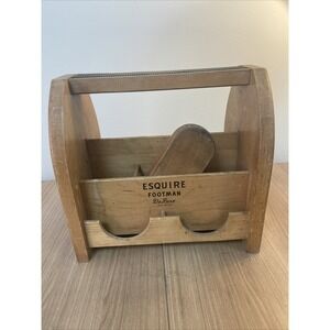 Vintage Esquire Footman DeLuxe Shoe Shine Box Wood Shoe Shine Caddy Oxco‎ Brush